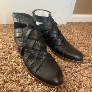 Brand New! Anthropologie black leather booties. Women’s size 9.
